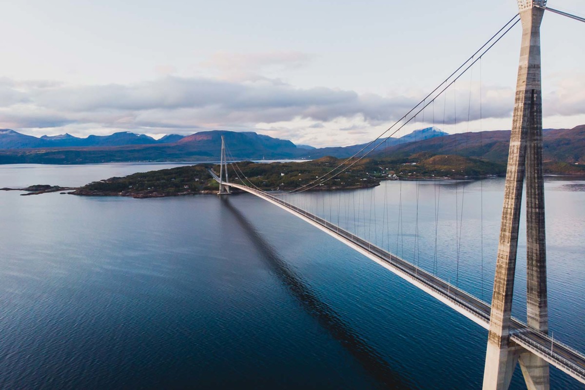 hrc-projects-aerial view of Hålogalandsbridge with fjord landscape in background
